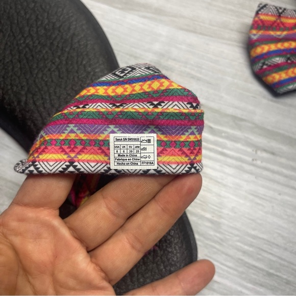Sanuk Multicolor Geometric Fabric Yoga Mat Thong Sling Back Sandal Womens Size 8 - Picture 10 of 11